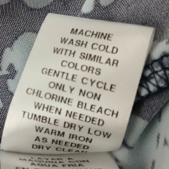 Maggy London Wrap Dress Size 6 Blue Floral Tie Waist Cap Sleeve Stretch - Picture 9 of 9